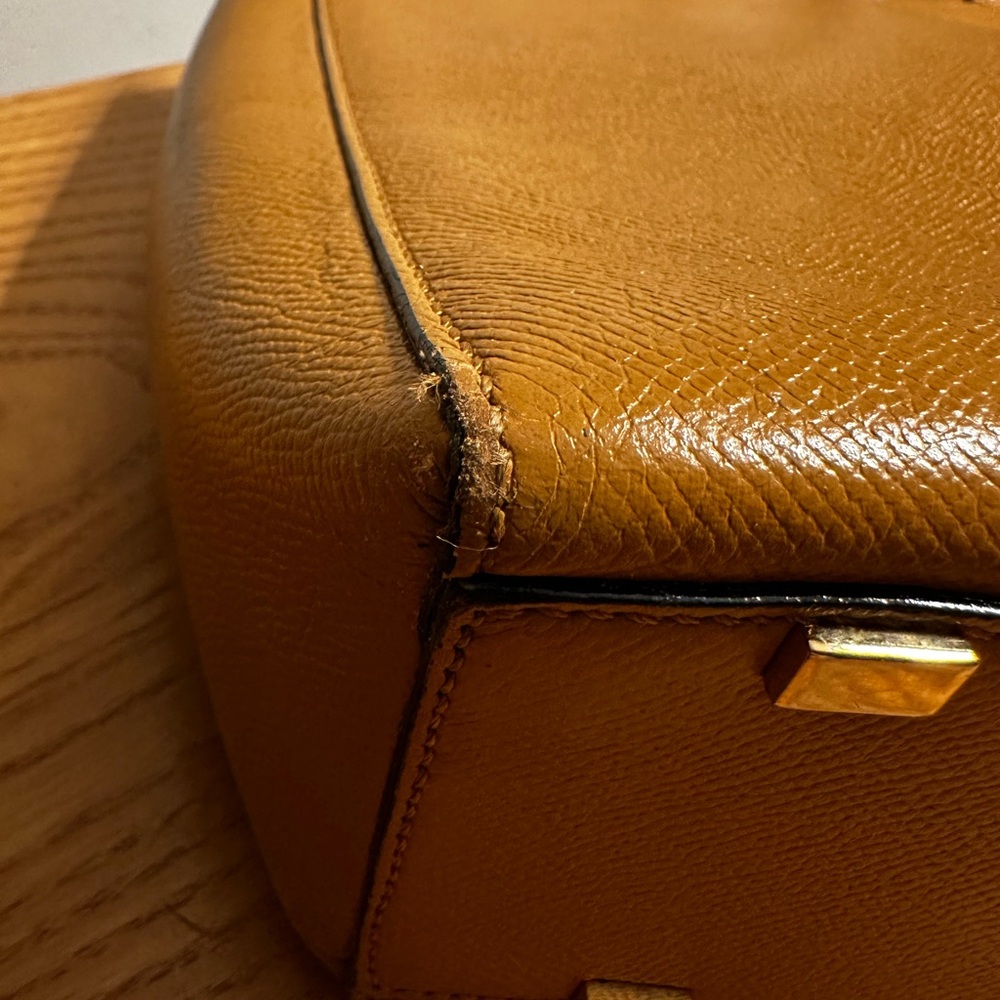 Celine Goldenrod Leather Square Tote Bag w/Crossbody Strap - Picture 11 of 15